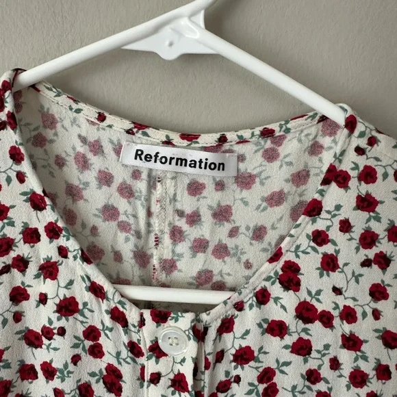 Reformation Vikki Rose Print Button Front Mini Dress in Size 4 - Picture 5 of 7